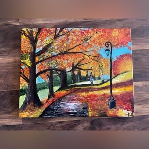 16x20 HAND PAINTED Fall Landscape on Canvas
